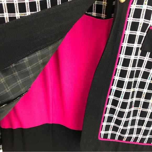 Vintage Petite Perceptions Black and Bright Pink Suit Dress Little Jacket 8P - Picture 7 of 13